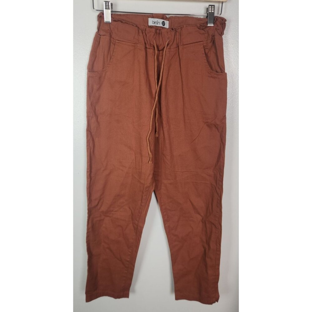 Benin Women's Sz. 4 Brown Elastic Waistband Side Pocket Pants